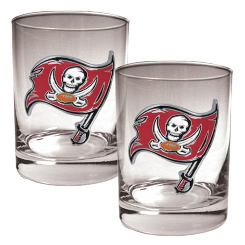 Tampa Bay Buccaneers NFL 2pc Rocks Glass Set - Primary logotampa 