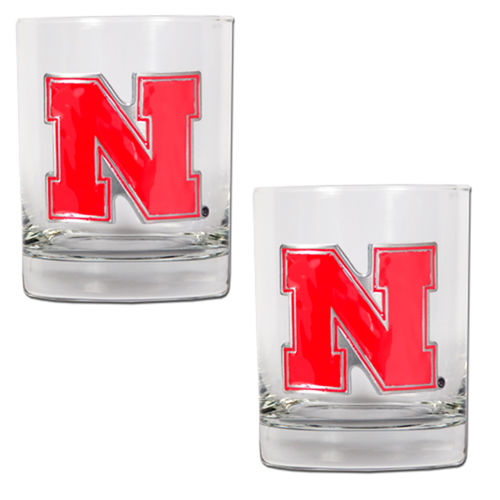 Nebraska Cornhuskers NCAA 2pc Rocks Glass Set
