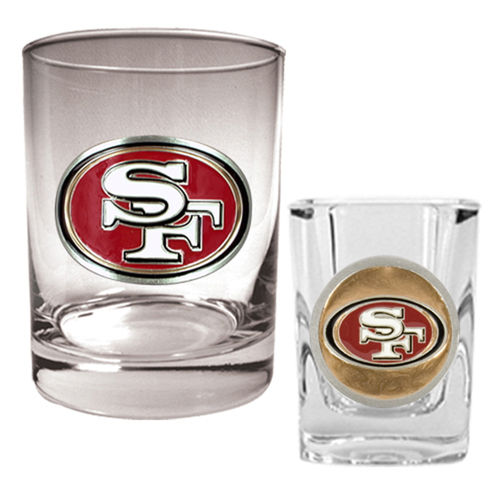 San Francisco 49ers NFL Rocks Glass & Shot Glass Set - Primary logosan 