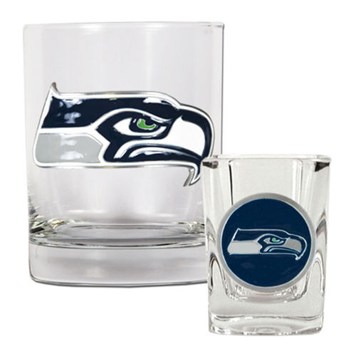 Seattle Seahawks NFL Rocks Glass & Shot Glass Set - Primary logoseattle 