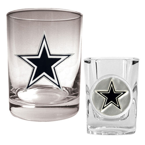 Dallas Cowboys NFL Rocks Glass & Shot Glass Set - Primary logodallas 