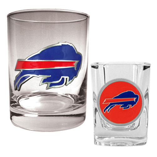Buffalo Bills NFL Rocks Glass & Shot Glass Set - Primary logo