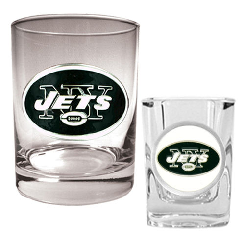 New York Jets NFL Rocks Glass & Shot Glass Set - Primary logoyork 