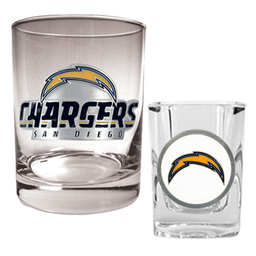 San Diego Chargers NFL Rocks Glass & Shot Glass Set - Primary logo