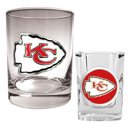 Kansas City Chiefs NFL Rocks Glass & Shot Glass Set - Primary logokansas 
