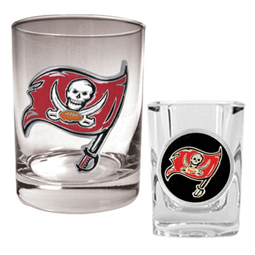 Tampa Bay Buccaneers NFL Rocks Glass & Shot Glass Set - Primary logo
