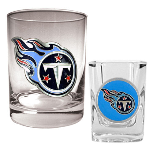 Tennessee Titans NFL Rocks Glass & Shot Glass Set - Primary logo