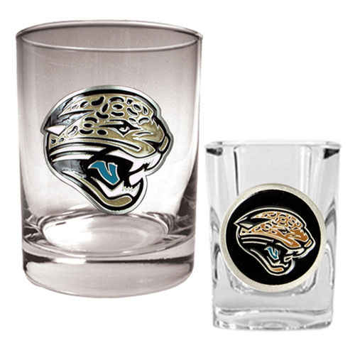 Jacksonville Jaguars NFL Rocks Glass & Shot Glass Set - Primary logo