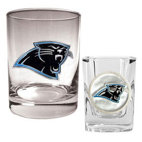Carolina Panthers NFL Rocks Glass & Shot Glass Set - Primary logocarolina 