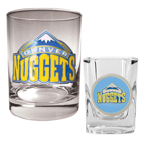 Denver Nuggets NBA Rocks Glass & Square Shot Glass Set - Primary Logodenver 