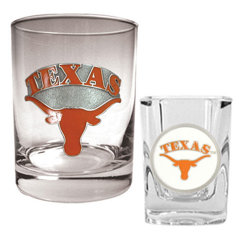Texas Longhorns NCAA Rocks Glass And Shot Glass Settexas 