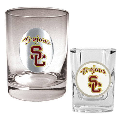 USC Trojans NCAA Rocks Glass And Shot Glass Setusc 