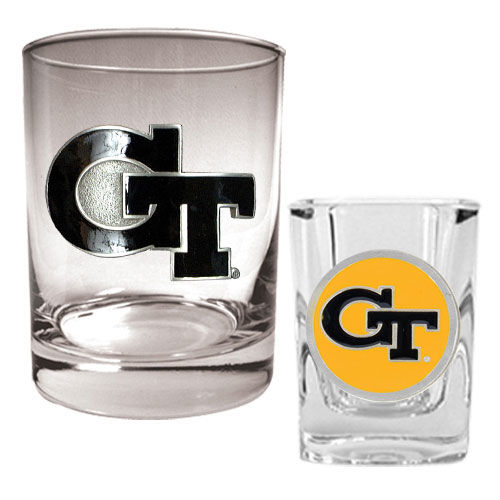 Georgia Tech Yellowjackets NCAA Rocks Glass And Shot Glass Setgeorgia 