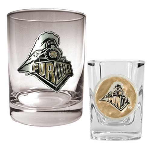 Purdue Boilermakers NCAA Rocks Glass And Shot Glass Set