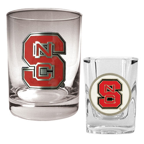 North Carolina State Wolfpack NCAA Rocks Glass And Shot Glass Setnorth 
