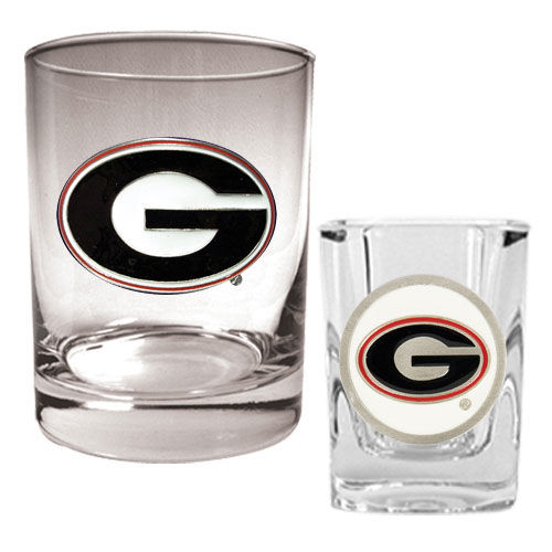 Georgia Bulldogs NCAA Rocks Glass And Shot Glass Setgeorgia 