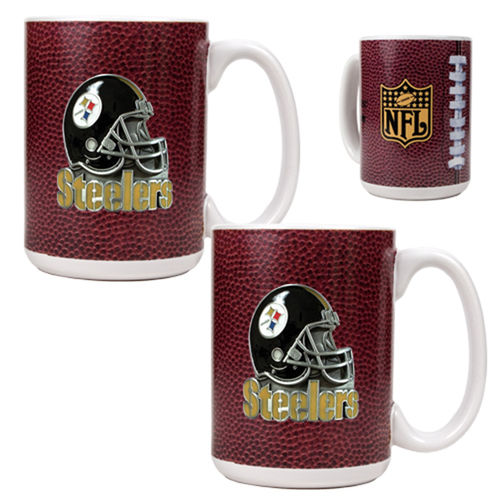 Pittsburgh Steelers NFL 2pc Gameball Ceramic Mug Set - Helmet logopittsburgh 