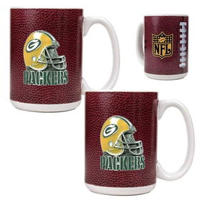 Green bay Packers NFL 2pc Gameball Ceramic Mug Set - Helmet logogreen 