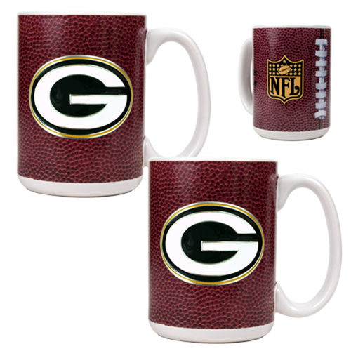 Green bay Packers NFL 2pc Gameball Ceramic Mug Set - Primary logogreen 