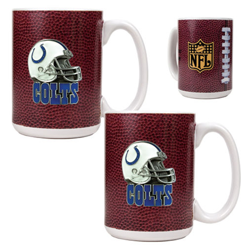 Indianapolis Colts NFL 2pc Gameball Ceramic Mug Set - Helmet logo