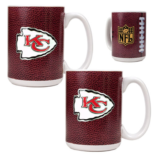 Kansas City Chiefs NFL 2pc Gameball Ceramic Mug Set - Primary logo