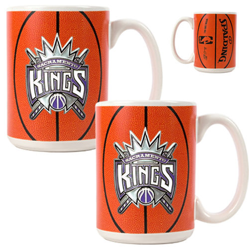 Sacramento Kings NBA 2pc Ceramic Gameball Mug Set - Primary Logo