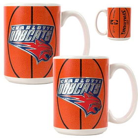 Charlotte Bobcats NBA 2pc Ceramic Gameball Mug Set - Primary Logocharlotte 
