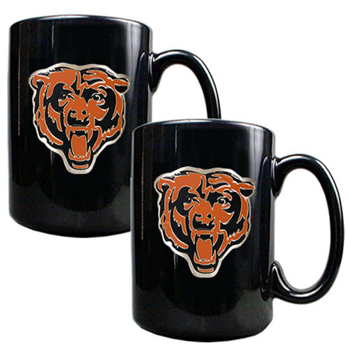 Chicago Bears NFL 2pc Black Ceramic Mug Set - Primary Logochicago 