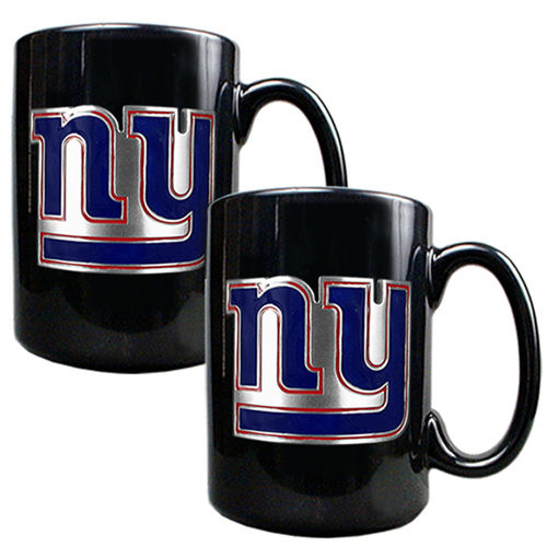 New York Giants NFL 2pc Black Ceramic Mug Set - Primary Logoyork 
