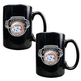 North Carolina Tar Heels NCAA 09 Champs 2pc 15oz Black Ceramic Mug Setnorth 