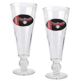 Atlanta Hawks NBA 2pc Pilsner Glass Set with Basketball on stem - Oval Logoatlanta 