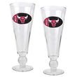 Chicago Bulls NBA 2pc Pilsner Glass Set with Basketball on stem - Oval Logo