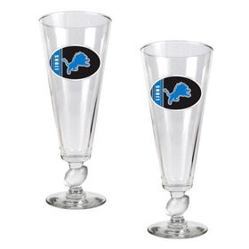 Detroit Lions NFL 2pc Pilsner Glass Set with Football on stem - Oval Logodetroit 