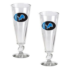 Detroit Lions NFL 2pc Pilsner Glass Set with Football on stem - Oval Logodetroit 