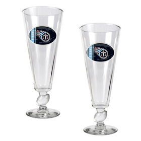 Tennessee Titans NFL 2pc Pilsner Glass Set with Football on stem - Oval Logotennessee 