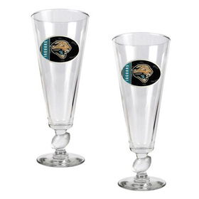 Jacksonville Jaguars NFL 2pc Pilsner Glass Set with Football on stem - Oval Logojacksonville 