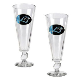 Carolina Panthers NFL 2pc Pilsner Glass Set with Football on stem - Oval Logocarolina 