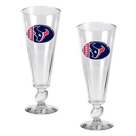 Houston Texans NFL 2pc Pilsner Glass Set with Football on stem - Oval Logohouston 