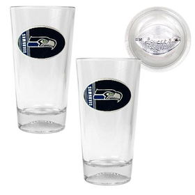 Seattle Seahawks NFL 2pc Pint Ale Glass Set with Football Bottom - Oval Logoseattle 