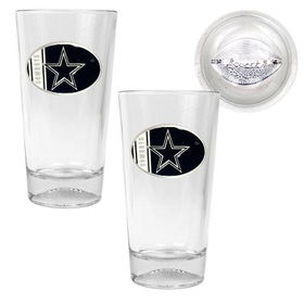 Dallas Cowboys NFL 2pc Pint Ale Glass Set with Football Bottom - Oval Logodallas 