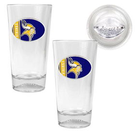 Minnesota Vikings NFL 2pc Pint Ale Glass Set with Football Bottom - Oval Logominnesota 