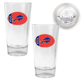 Buffalo Bills NFL 2pc Pint Ale Glass Set with Football Bottom - Oval Logobuffalo 