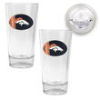 Denver Broncos NFL 2pc Pint Ale Glass Set with Football Bottom - Oval Logo