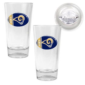 St. Louis Rams NFL 2pc Pint Ale Glass Set with Football Bottom - Oval Logolouis 