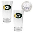 Green bay Packers NFL 2pc Pint Ale Glass Set with Football Bottom - Oval Logo