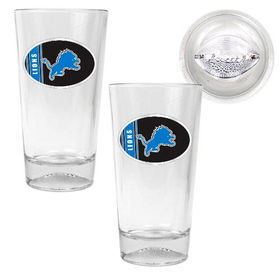 Detroit Lions NFL 2pc Pint Ale Glass Set with Football Bottom - Oval Logodetroit 