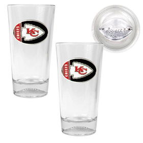 Kansas City Chiefs NFL 2pc Pint Ale Glass Set with Football Bottom - Oval Logokansas 