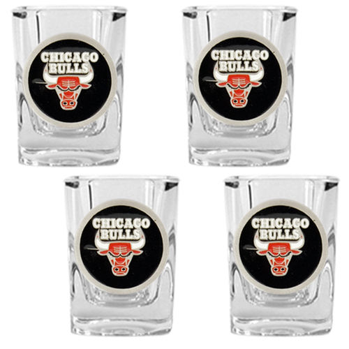 Chicago Bulls NBA 4pc Square Shot Glass Set