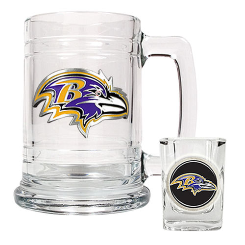 Baltimore Ravens NFL Boilermaker Set - Primary Logobaltimore 