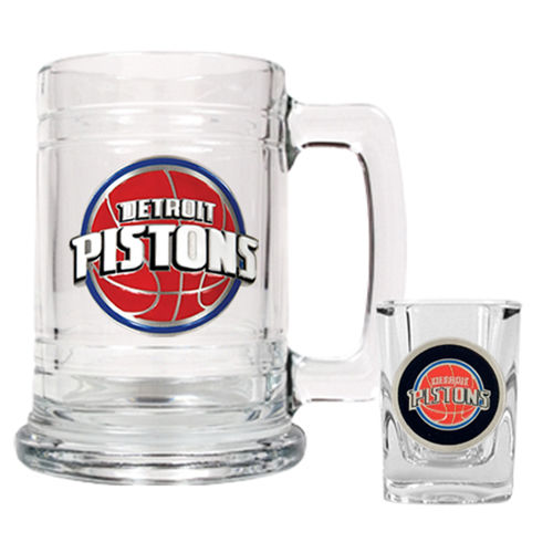 Detroit Pistons NBA Boilermaker Set - Primary Logo